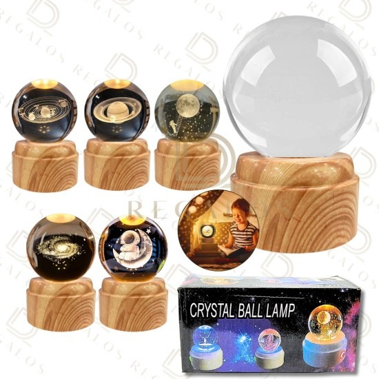 ESFERA 3D DE CRISTAL BASE GIRATORIA 8MM